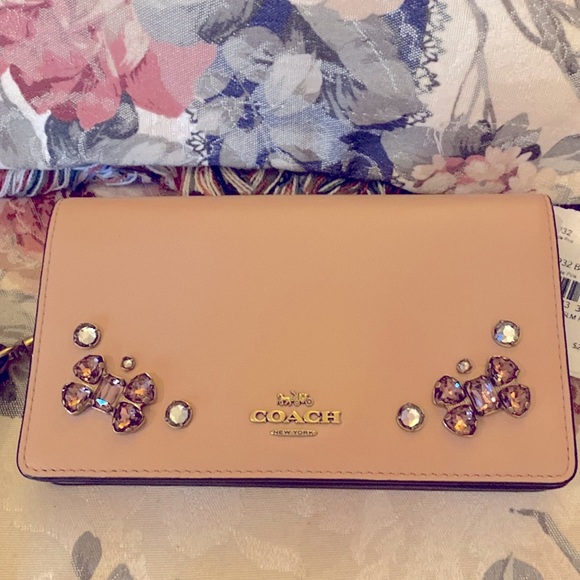 COACH CROSSBODY CRYSTAL 
& LEATHER WALLET & SLIM PHONE CASE. NWT - Picture 4 of 8